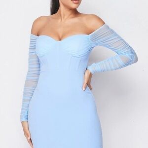 Elegant Off-Shoulder Blue Dress
